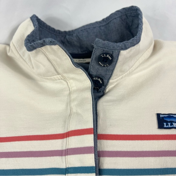 L.L. Bean Women’s Striped Rugby Polo Quarter Snap Pullover Henley Shirt - Picture 4 of 10